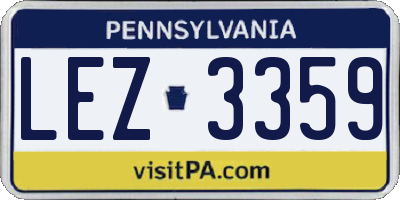 PA license plate LEZ3359