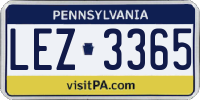 PA license plate LEZ3365