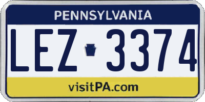 PA license plate LEZ3374