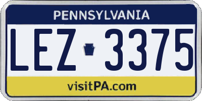PA license plate LEZ3375