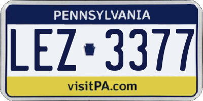 PA license plate LEZ3377