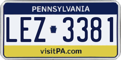PA license plate LEZ3381