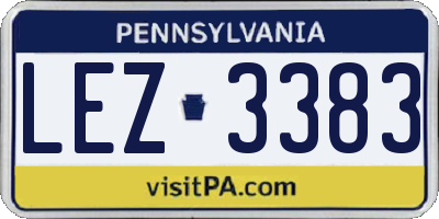 PA license plate LEZ3383