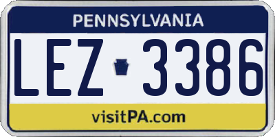 PA license plate LEZ3386