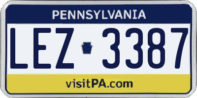 PA license plate LEZ3387