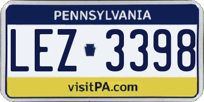 PA license plate LEZ3398