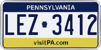 PA license plate LEZ3412