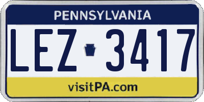 PA license plate LEZ3417