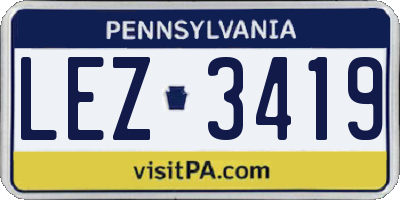 PA license plate LEZ3419