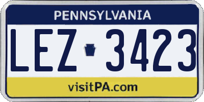 PA license plate LEZ3423