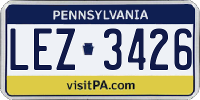 PA license plate LEZ3426