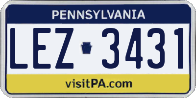 PA license plate LEZ3431