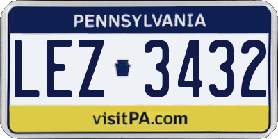 PA license plate LEZ3432