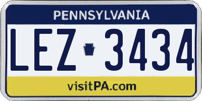 PA license plate LEZ3434