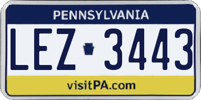 PA license plate LEZ3443