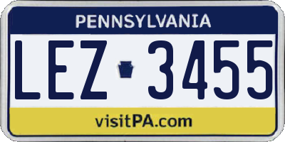 PA license plate LEZ3455