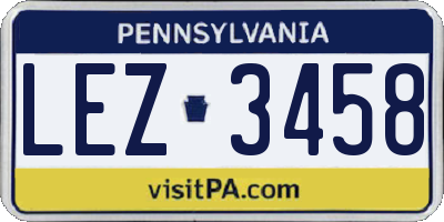 PA license plate LEZ3458