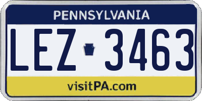 PA license plate LEZ3463
