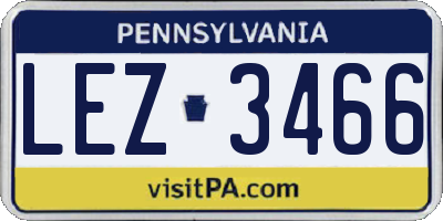PA license plate LEZ3466