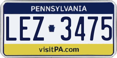 PA license plate LEZ3475