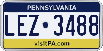 PA license plate LEZ3488