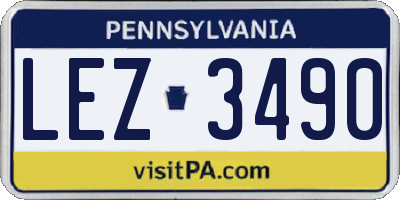 PA license plate LEZ3490