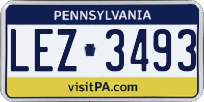PA license plate LEZ3493
