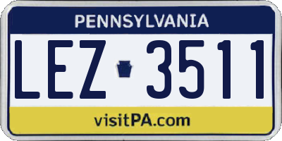 PA license plate LEZ3511