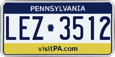 PA license plate LEZ3512