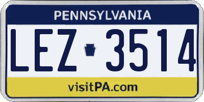 PA license plate LEZ3514