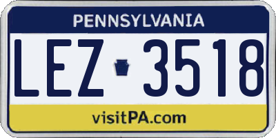 PA license plate LEZ3518
