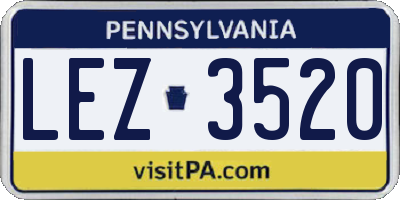 PA license plate LEZ3520