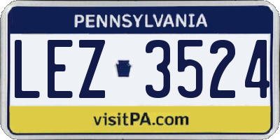 PA license plate LEZ3524