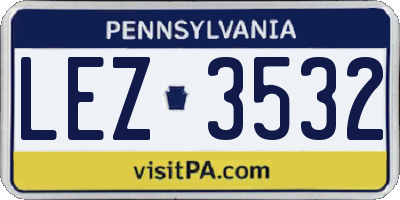 PA license plate LEZ3532