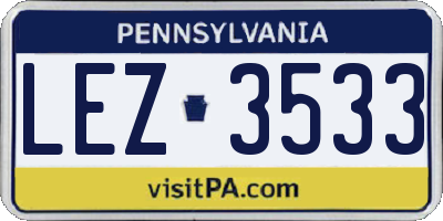 PA license plate LEZ3533
