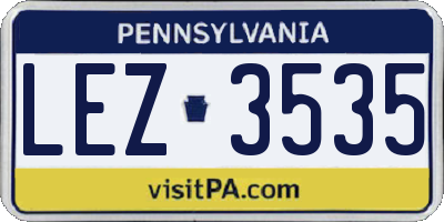 PA license plate LEZ3535