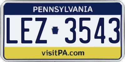 PA license plate LEZ3543