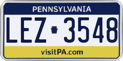 PA license plate LEZ3548