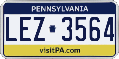PA license plate LEZ3564