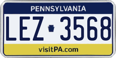 PA license plate LEZ3568