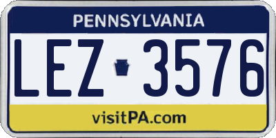 PA license plate LEZ3576