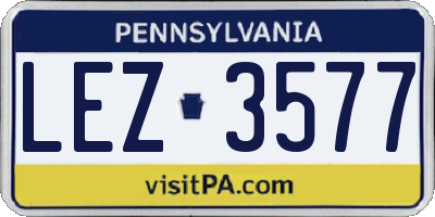 PA license plate LEZ3577