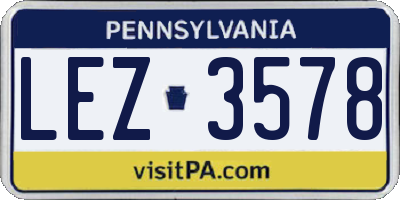 PA license plate LEZ3578