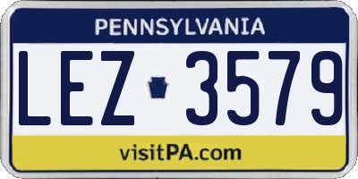 PA license plate LEZ3579