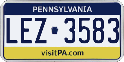 PA license plate LEZ3583