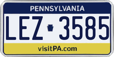 PA license plate LEZ3585