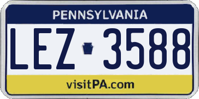 PA license plate LEZ3588