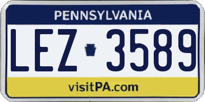 PA license plate LEZ3589