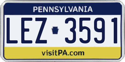 PA license plate LEZ3591