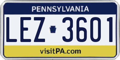 PA license plate LEZ3601